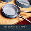 imageNinja Ceramic Pro 11Piece Cookware Set NonStick Pots ampamp Pans Set with Glass Lids Nontoxic PTFE Free Ceramic Coated Oven Safe All Stovetops ampamp Induction Compatible Stone CW39011ST11pcBlue Macaron