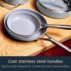 imageNinja Ceramic Pro 11Piece Cookware Set NonStick Pots ampamp Pans Set with Glass Lids Nontoxic PTFE Free Ceramic Coated Oven Safe All Stovetops ampamp Induction Compatible Stone CW39011ST11pcGrey