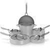 imageNinja Ceramic Pro 11Piece Cookware Set NonStick Pots ampamp Pans Set with Glass Lids Nontoxic PTFE Free Ceramic Coated Oven Safe All Stovetops ampamp Induction Compatible Stone CW39011ST11pcGrey