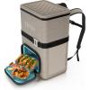 imageNinja  Backpack Cooler  FrostVault Go Can Soft Cooler  Leakproof Zipper with Built in Can Opener 2 Ice Packs ampamp Dry Storage Drawer  for Hiking Camping ampamp More  2436 CanBeige
