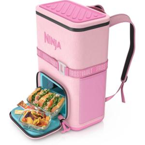 imageNinja  Backpack Cooler  FrostVault Go Can Soft Cooler  Leakproof Zipper with Built in Can Opener 2 Ice Packs ampamp Dry Storage Drawer  for Hiking Camping ampamp More  2436 CanPink