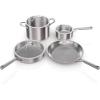 imageNinja EverClad Stainless Steel Cookware 7 Piece Pots ampamp Pans Set Cookware Set All Stovetops ampamp Induction Oven Safe to 600F TriPly CommercialGrade C990077 Piece Set