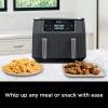 imageNinja DZ201 Foodi 6in1 2Basket Air Fryer with DualZone Technology 8Quart Capacity and a Dark Grey Stainless Finish Dark Grey Stainless RenewedDark Grey Stainless