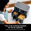 imageNinja DZ401 Foodi 10 Quart 6in1 DualZone XL 2Basket Air Fryer with 2 Independent Frying Baskets Match Cook ampamp Smart Finish to Roast Broil Dehydrate ampamp More for Quick Grey Renewed10Quart Ninja DZ401 BLACK