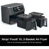 imageNinja DZ401 Foodi 10 Quart 6in1 DualZone XL 2Basket Air Fryer with 2 Independent Frying Baskets Match Cook ampamp Smart Finish to Roast Broil Dehydrate ampamp More for Quick Grey Renewed10Quart Ninja DZ401 BLACK