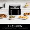 imageNinja DZ550 Foodi 10 Quart 6in1 DualZone Smart XL Air Fryer with 2 Independent Baskets Smart Cook Thermometer for Perfect Doneness Match Cook ampamp Smart Finish to Roast Dehydrate ampamp More Grey Renewed