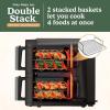 imageNinja DoubleStack XL 2Basket Air Fryer Smart Cook System DoubleStack Technology Cooks 4 Foods at Once 10 QT 6in1 Air Fry Broil Bake Easy Meals Easy CleanGrey SL401 Renewed8 QT