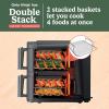 imageNinja DoubleStack XL 2Basket Air Fryer Smart Cook System DoubleStack Technology Cooks 4 Foods at Once 10 QT 6in1 Air Fry Broil Bake Easy Meals Easy CleanGrey SL401 Renewed10 QT