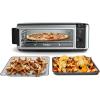 imageNinja SP080 Foodi Digital Air Fry Countertop Oven with 6in1 Functionality Flip Up ampamp Away Capability for Storage Space with Air Fry Basket Wire Rack Sheet Pan ampamp Crumb Tray Silver Renewed