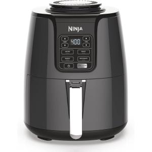 imageNinja Air Fryer 1550Watt Programmable Base for Air Frying Roasting Reheating ampamp Dehydrating with 4Quart Ceramic Coated Basket AF101 BlackGray Renewed