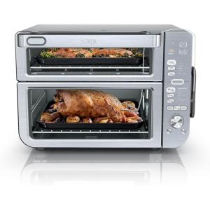 imageNinja Countertop Oven Double Stack XL ampamp Air Fryer with Pro Cook System 12in1 Flexdoor FlavorSeal SMART FINISH with DualZone Technology Air Fryer Bake Broil Reheat Stainless Steel DCT651 Renewed