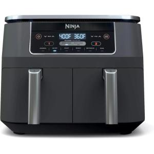 imageNinja DZ201 Foodi 6in1 2Basket Air Fryer with DualZone Technology 8Quart Capacity and a Dark Grey Stainless Finish Dark Grey Stainless RenewedDark Grey Stainless
