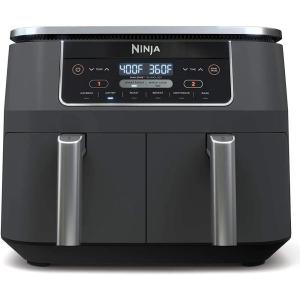 imageNinja DZ201 Foodi 8 Quart 6in1 DualZone 2Basket Air Fryer with 2 Independent Frying Baskets Match Cook ampamp Smart Finish to Roast Broil Dehydrate ampamp More for Quick Easy Meals Grey Renewed