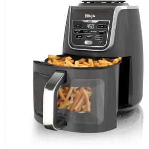 imageNinja EzView Air Fryer Max XL 55QT Capacity 7 functions Max Crisp Air Roast Bake Reheat Dehydrate and more up to 450F EzView Window Grey AF171C Canadian VersionAir Fryer