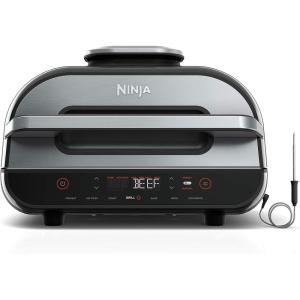 imageNinja FG551BG550 Foodi Smart XL 6in1 Indoor Grill with 4Quart Air Fryer Roast Bake Dehydrate Broil and Leavein Thermometer with Extra Large Capacity and a stainless steel Finish Renewed