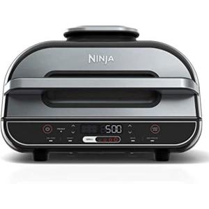 imageNinja Foodi 5 In 1 Indoor Grill and Air Fryer with Surround Searing Removable Grill Gate Crisper Basket Cooking Pot and Smoke Control System