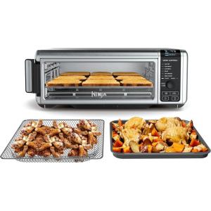 imageNinja Foodi SP101FT102CO Digital Fry Convection Oven Toaster Air Fryer FlipAway for Storage with XL Capacity and a Stainless Steel Finish RenewedSP101