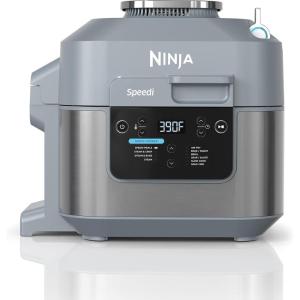 imageNinja SF300C Speedi Rapid Cooker ampamp Air Fryer 6Quart Capacity 10in1 Functions to Bake Roast Sear Saut Slow Cook Souse Vide ampamp More 15Minute Speedi Meals All In One Pot Sea Salt Grey Renewed