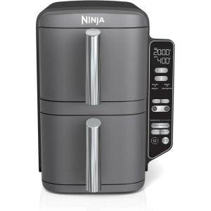 imageNinja SL400 DoubleStack XL 2Basket Air Fryer Cooks 4 Foods at Once Compact Design 10 QT 4in1 Smart Finish ampamp Match Cook Air Fry Broil Bake Easy Meals Easy Clean Grey Renewed