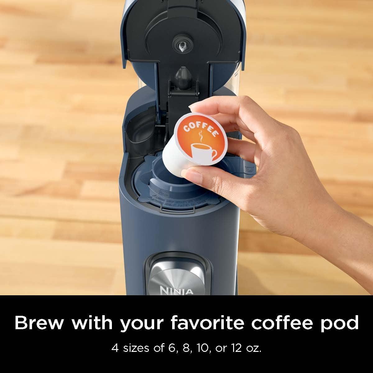 imageNinja Pods ampamp Grounds SingleServe Coffee Maker KCup Pod Compatible 56oz Reservoir 6oz Cup to 24oz Travel Mug Brew Sizes Iced Coffee Maker Blue PB041BLNavy