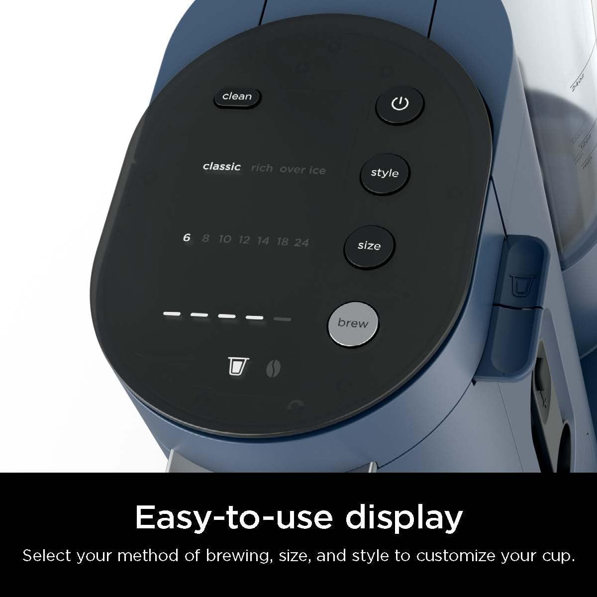 imageNinja Pods ampamp Grounds SingleServe Coffee Maker KCup Pod Compatible 56oz Reservoir 6oz Cup to 24oz Travel Mug Brew Sizes Iced Coffee Maker Blue PB041BLNavy