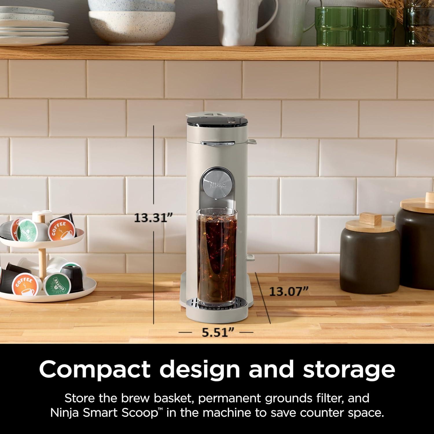 imageNinja Pods ampamp Grounds SingleServe Coffee Maker KCup Pod Compatible 56oz Reservoir 6oz Cup to 24oz Travel Mug Brew Sizes Iced Coffee Maker Blue PB041BLStone