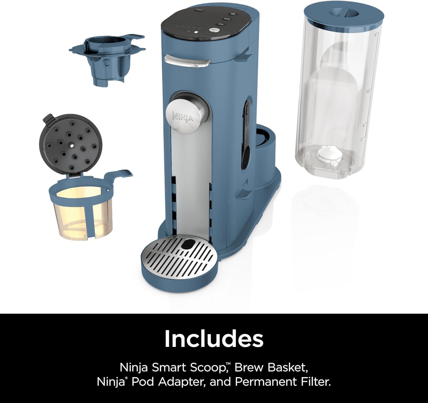 imageNinja Pods ampamp Grounds SingleServe Coffee Maker KCup Pod Compatible 56oz Reservoir 6oz Cup to 24oz Travel Mug Brew Sizes Iced Coffee Maker Blue PB041BLBlue