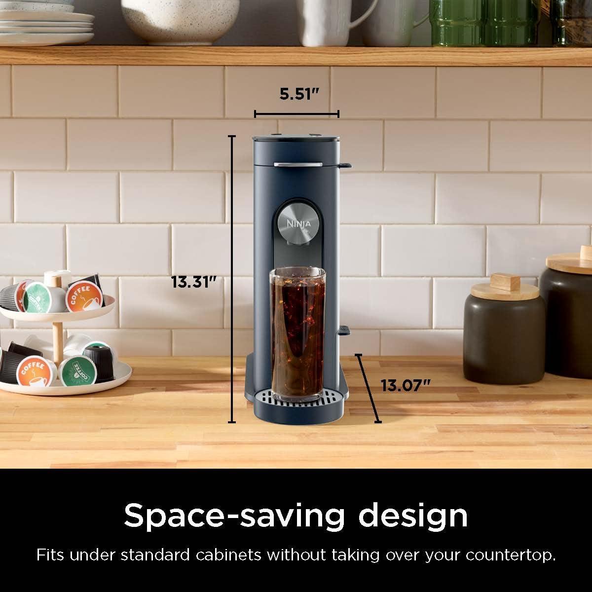 imageNinja Pods ampamp Grounds SingleServe Coffee Maker KCup Pod Compatible 56oz Reservoir 6oz Cup to 24oz Travel Mug Brew Sizes Iced Coffee Maker Blue PB041BLNavy