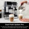 imageNinja Luxe Caf Pro Series Espresso Machine Drip Coffee Cold Brew Hot Water Integrated Tamper Builtin Grinder HandsFree Frother for Cappuccinos Lattes Americanos Dairy or NonDairy ES701Stainless Steel