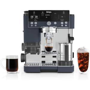 imageNinja Luxe Caf Pro Series Espresso Machine Drip Coffee Cold Brew Hot Water Integrated Tamper Builtin Grinder HandsFree Frother for Cappuccinos Lattes Americanos Dairy or NonDairy ES701Cyberspace