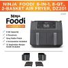 imageNinja DZ100 Foodi 4in1 8qt 2Basket Air Fryer with DualZone Technology DZ100 8qt BLACK Renewed