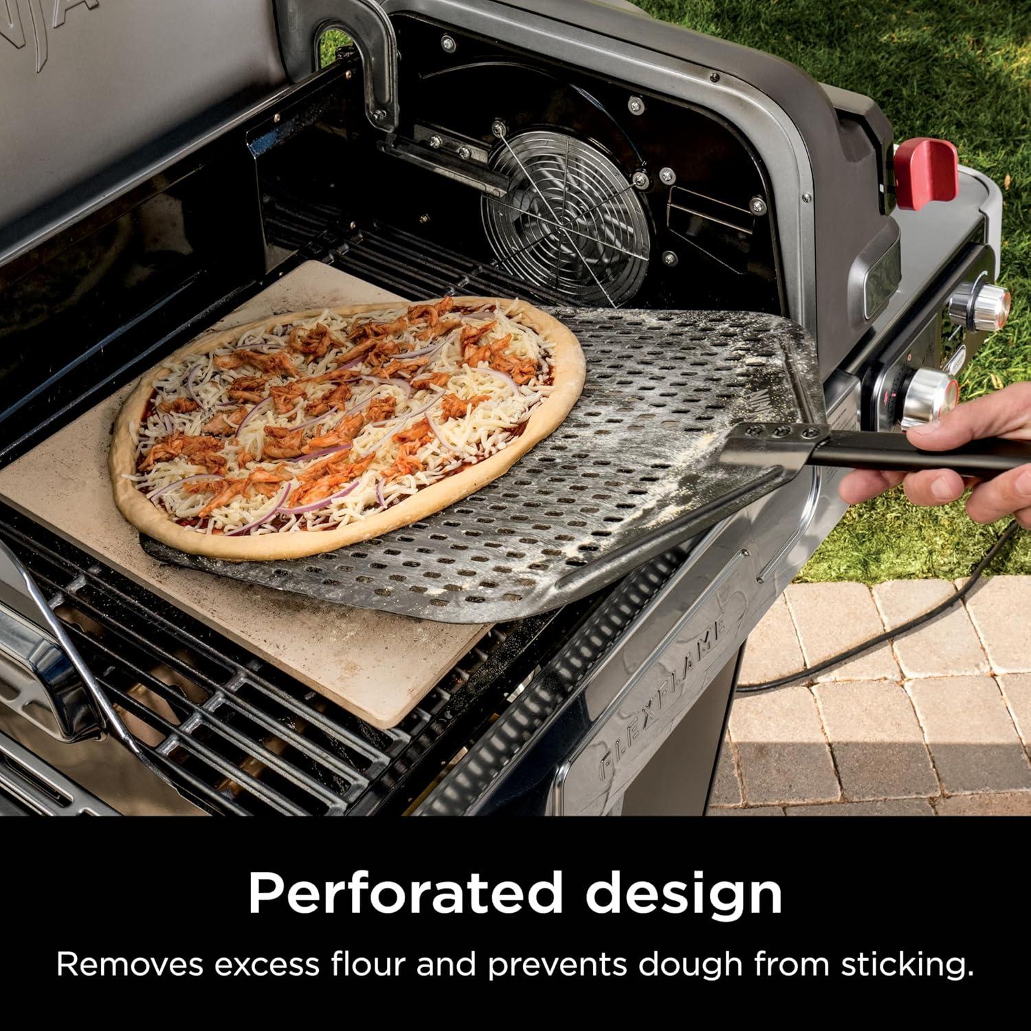 imageNinja FlexFlame Upgrades 16 Perforated Pizza Peel Lightweight Durable Aluminum HeatSafe up to 600F XL Surface XSKXLPIZAPEL