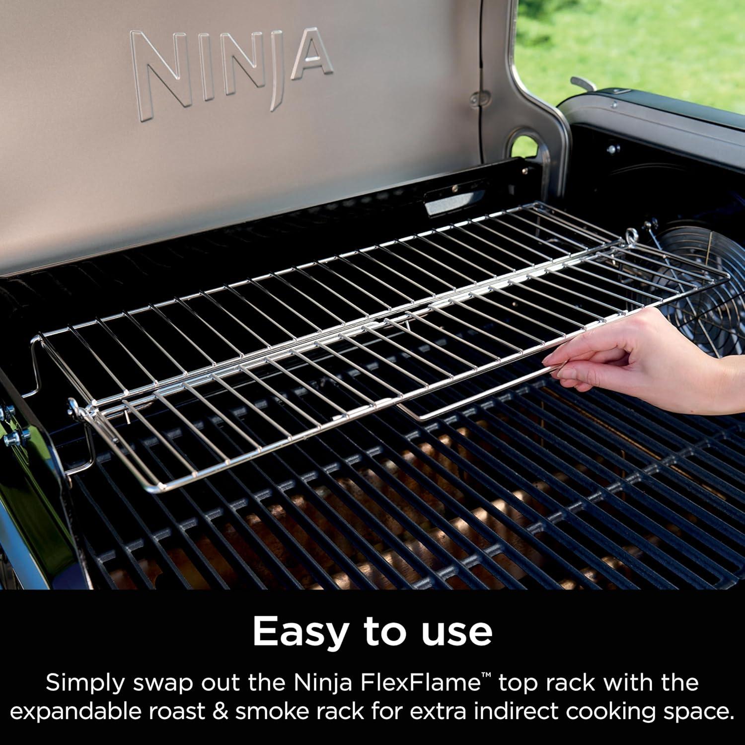 imageNinja FlexFlame Upgrades Expandable Roast ampamp Smoke Rack More Indirect Cooking Space Durable Stainless Steel Holds Up to 15lbs Compatible with PG300 Series XSKFLDINDRCTRK