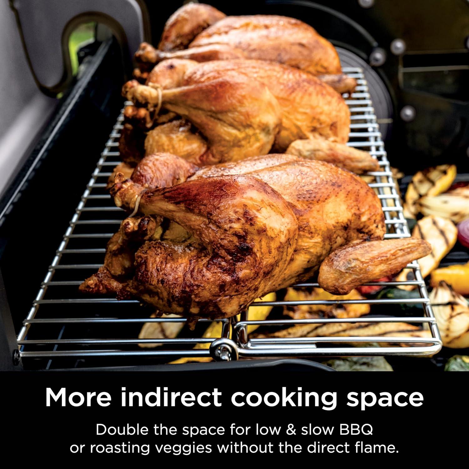 imageNinja FlexFlame Upgrades Expandable Roast ampamp Smoke Rack More Indirect Cooking Space Durable Stainless Steel Holds Up to 15lbs Compatible with PG300 Series XSKFLDINDRCTRK