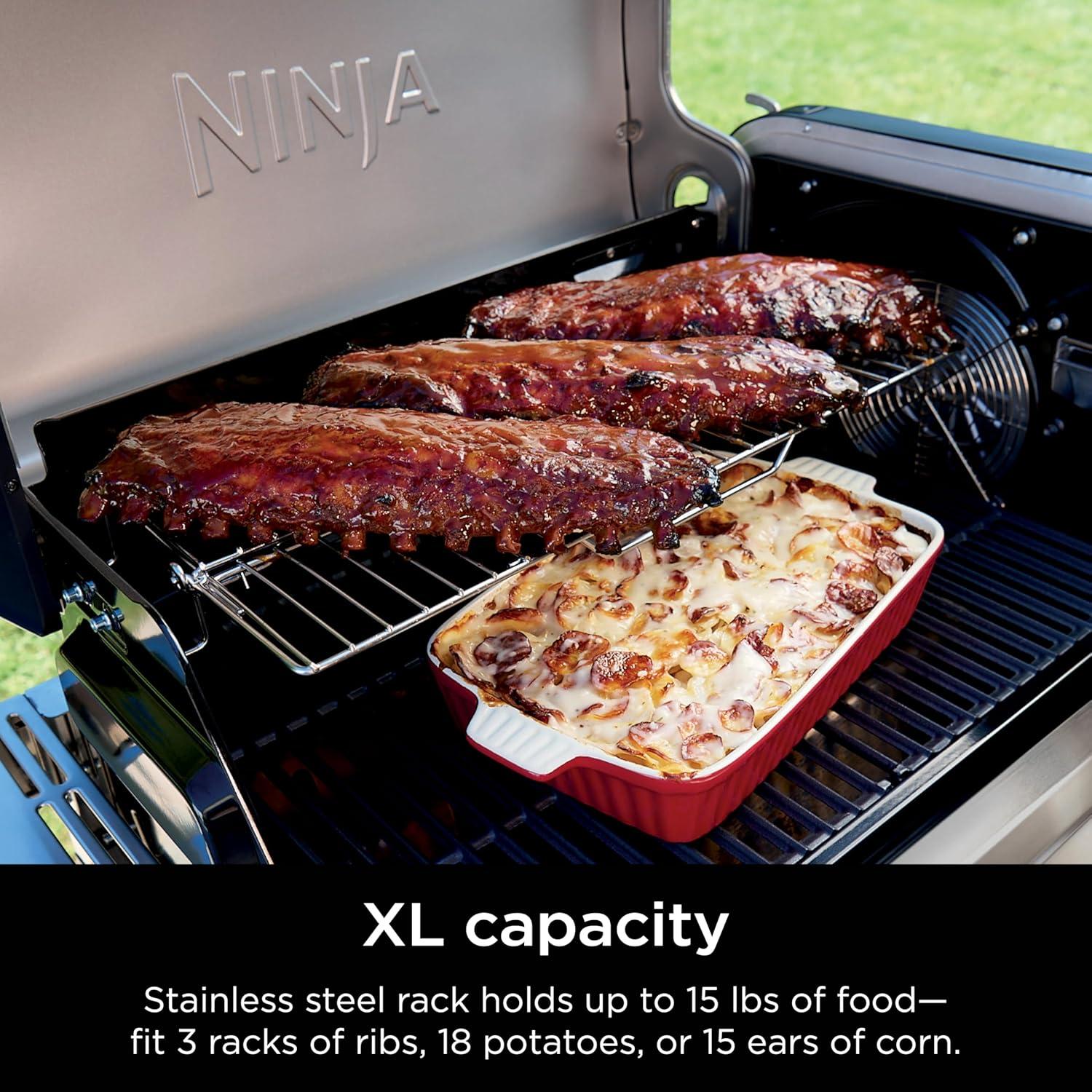 imageNinja FlexFlame Upgrades Expandable Roast ampamp Smoke Rack More Indirect Cooking Space Durable Stainless Steel Holds Up to 15lbs Compatible with PG300 Series XSKFLDINDRCTRK