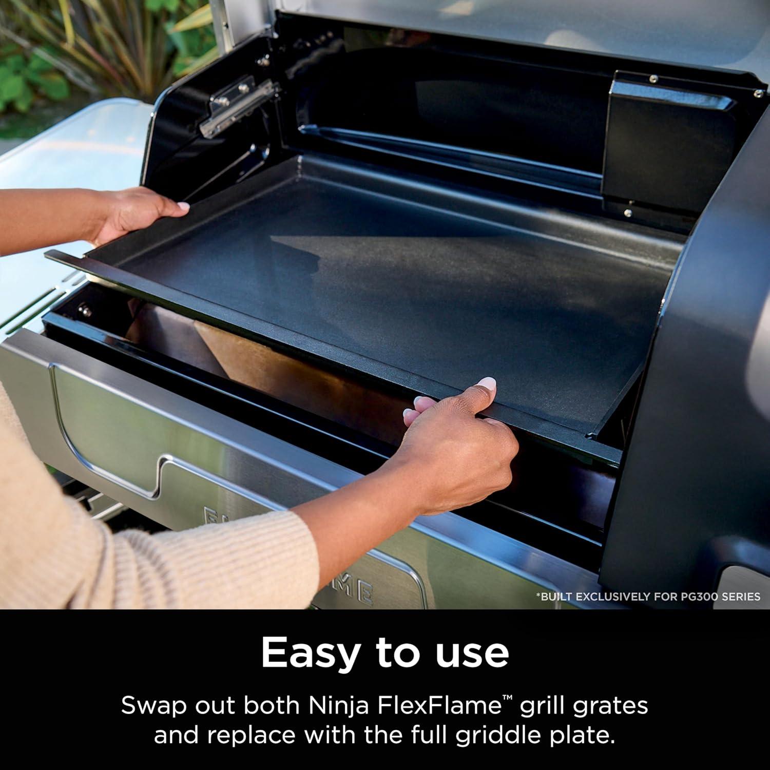 Ninja FlexFlame Premium Half Griddle Plate - Carbon Steel Cooking Surface For PG300 Series Grills