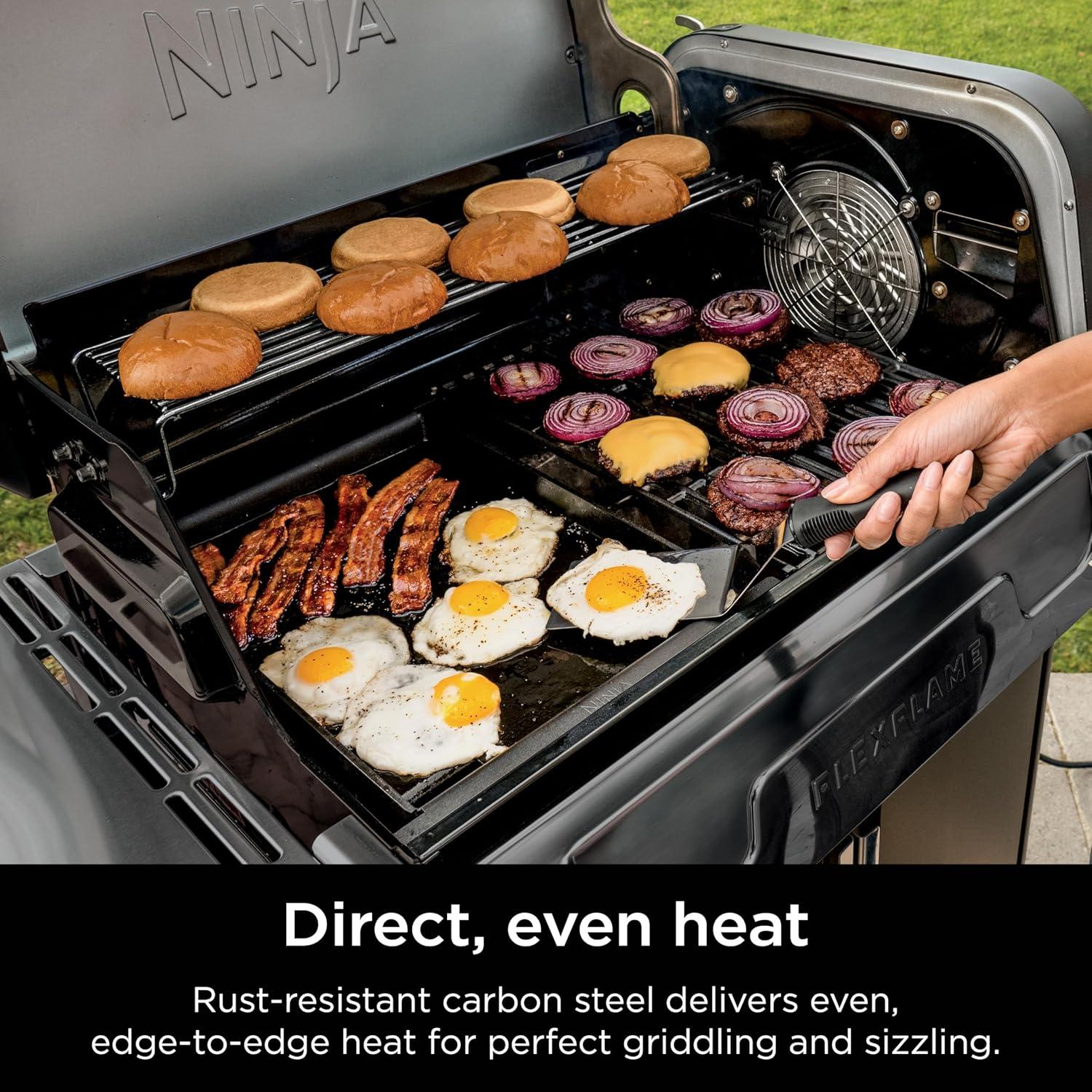 imageNinja FlexFlame Upgrades Premium Half Griddle ProfessionalGrade Carbon Steel Griddle Plate with Grease Drain RustResistant Combo Cook Even Heat Compatible FlexFlame XSKHLFGRIDLE