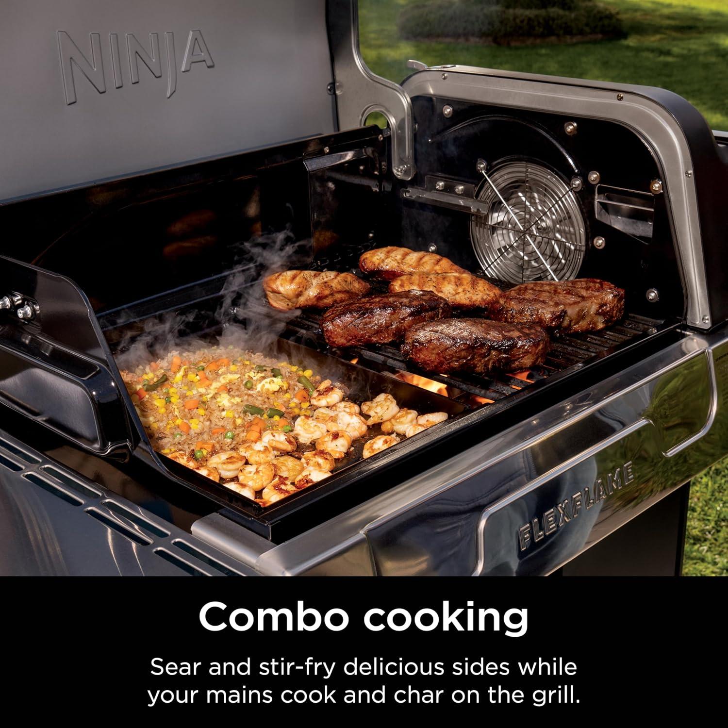 imageNinja FlexFlame Upgrades Premium Half Griddle ProfessionalGrade Carbon Steel Griddle Plate with Grease Drain RustResistant Combo Cook Even Heat Compatible FlexFlame XSKHLFGRIDLE