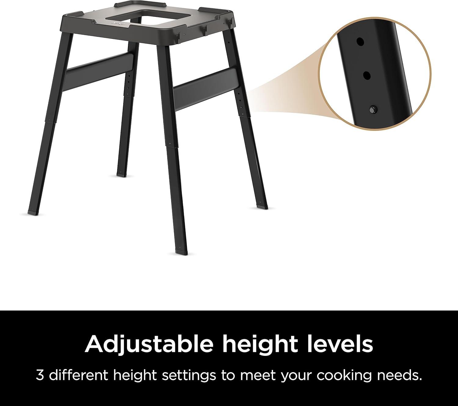 imageNinja Outdoor Side Table and Grill Stand Adjustable Height Weather Resistant Compatible with Ninja Woodfire Collection OG700 OG800 OG900 ampamp OO100 Series XSKUNSTANDTBLStand