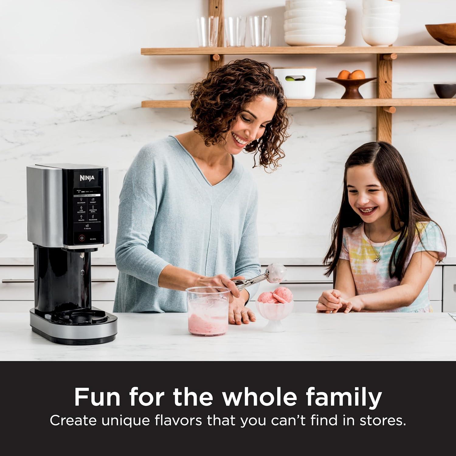 imageNinja CREAMi Ice Cream Maker for Gelato Mixins Milkshakes Sorbet Smoothie Bowls 7 OneTouch Programs with 2 Pint Containers ampamp Lids Compact Size Perfect for Kids Blueberry Mint NC301MTBlueberry Mint