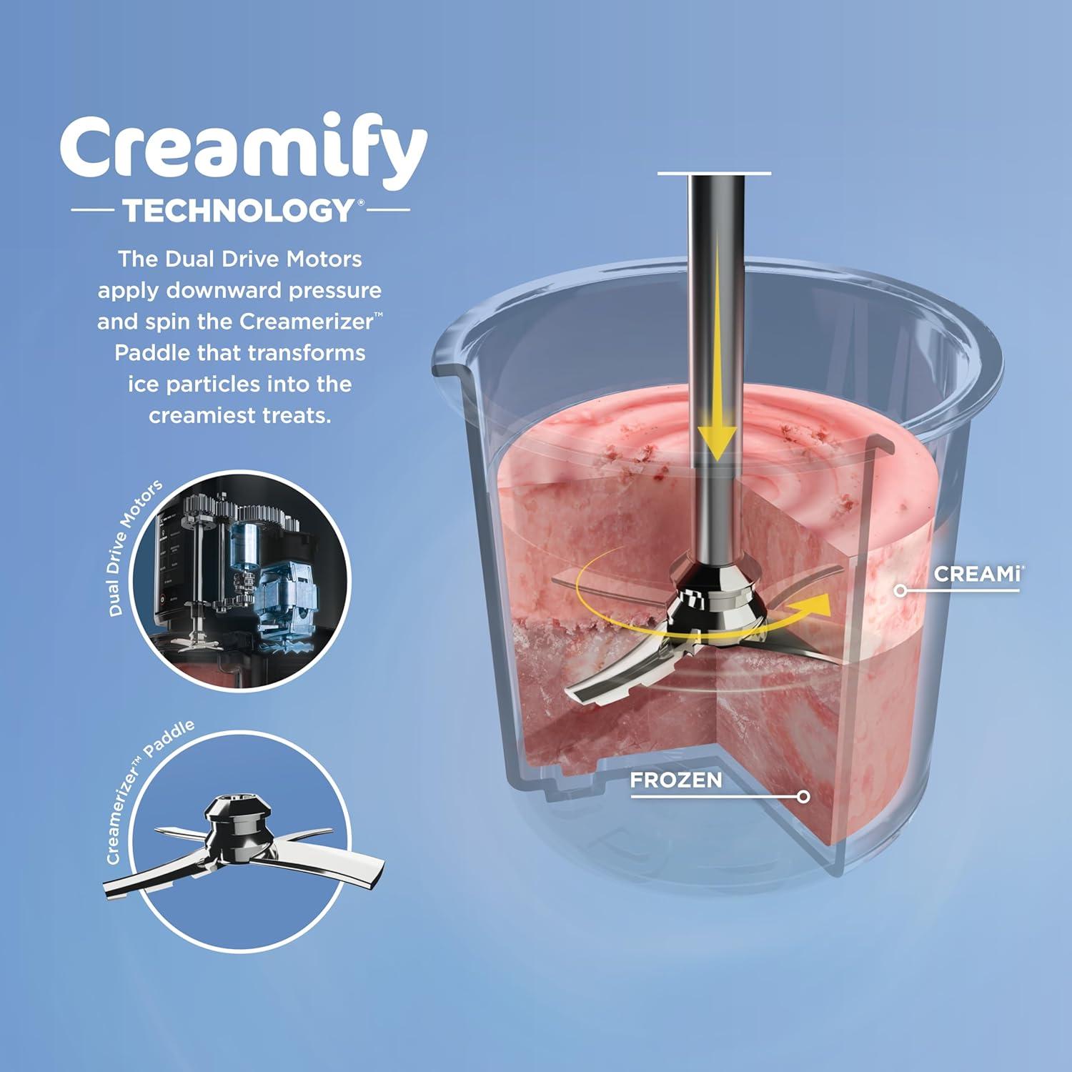 imageNinja CREAMi Ice Cream Maker for Gelato Mixins Milkshakes Sorbet Smoothie Bowls 7 OneTouch Programs with 2 Pint Containers ampamp Lids Compact Size Perfect for Kids Blueberry Mint NC301MTBlueberry Mint