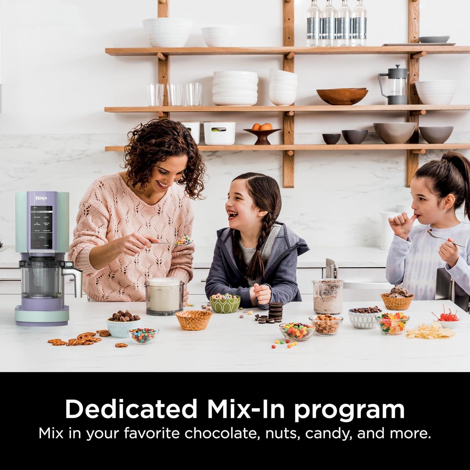 imageNinja CREAMi Ice Cream Maker for Gelato Mixins Milkshakes Sorbet Smoothie Bowls 7 OneTouch Programs with 2 Pint Containers ampamp Lids Compact Size Perfect for Kids Blueberry Mint NC301MTBlueberry Mint
