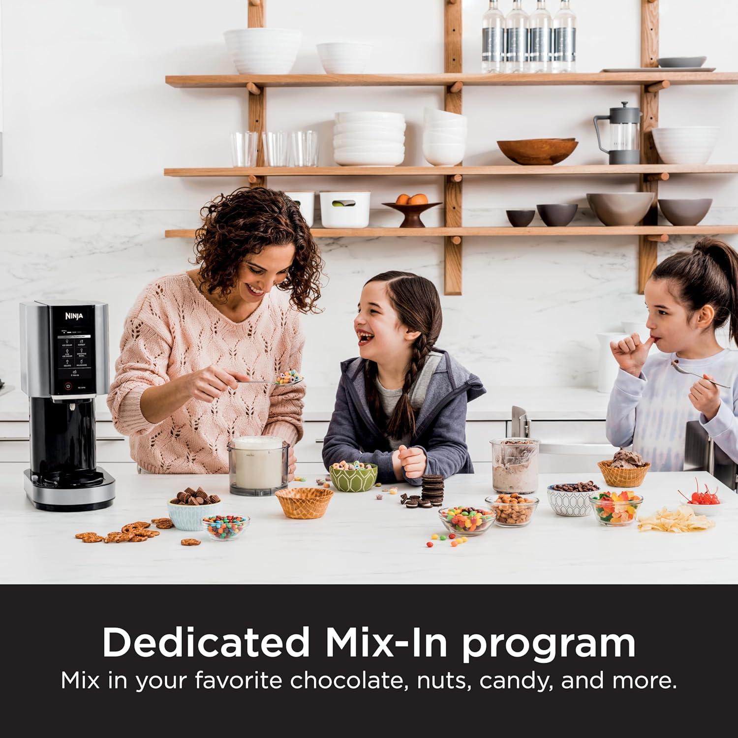 imageNinja CREAMi Ice Cream Maker for Gelato Mixins Milkshakes Sorbet Smoothie Bowls 7 OneTouch Programs with 2 Pint Containers ampamp Lids Compact Size Perfect for Kids Blueberry Mint NC301MTOrange Mango