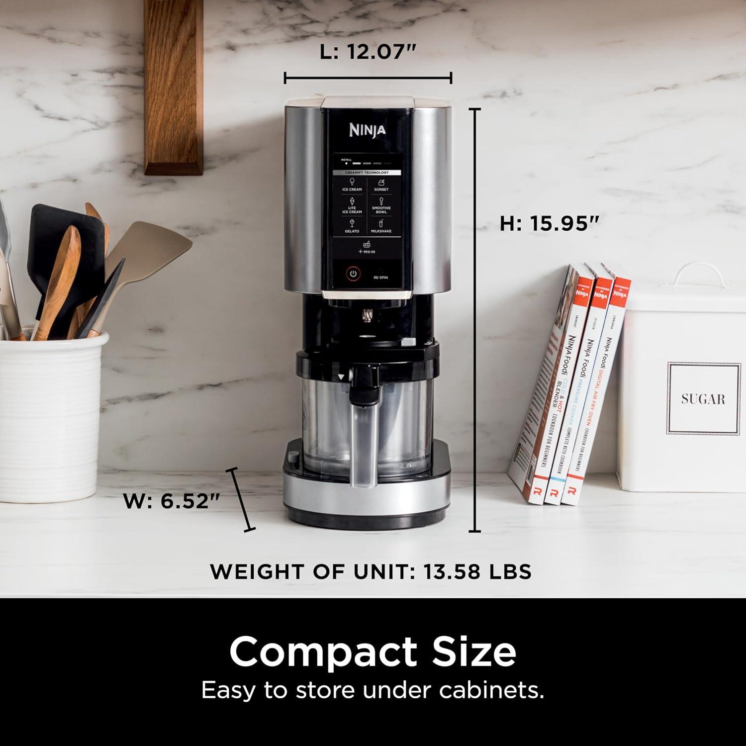 imageNinja CREAMi Ice Cream Maker for Gelato Mixins Milkshakes Sorbet Smoothie Bowls 7 OneTouch Programs with 2 Pint Containers ampamp Lids Compact Size Perfect for Kids Blueberry Mint NC301MTBlueberry Mint