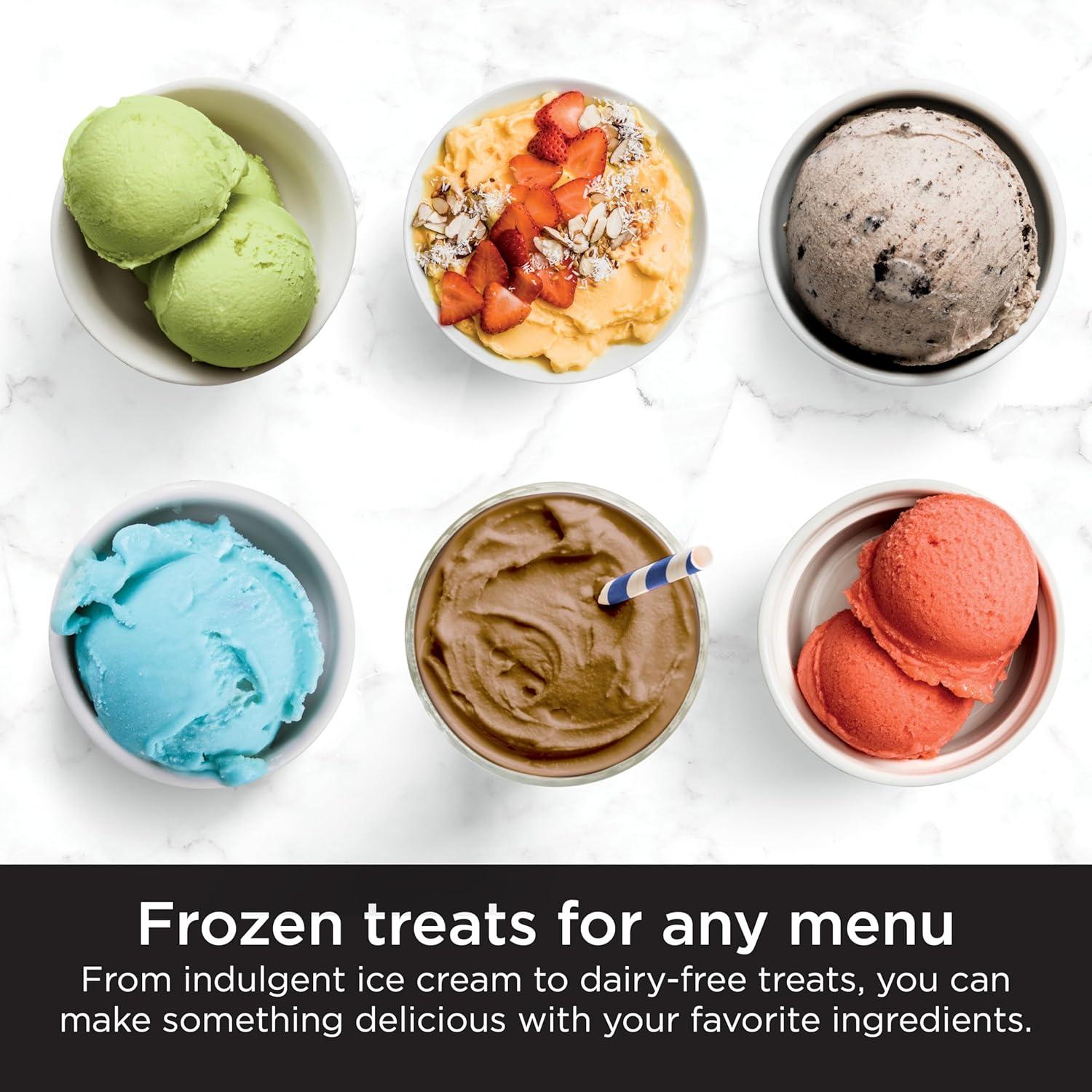 imageNinja CREAMi Ice Cream Maker for Gelato Mixins Milkshakes Sorbet Smoothie Bowls 7 OneTouch Programs with 2 Pint Containers ampamp Lids Compact Size Perfect for Kids Blueberry Mint NC301MTBlueberry Mint
