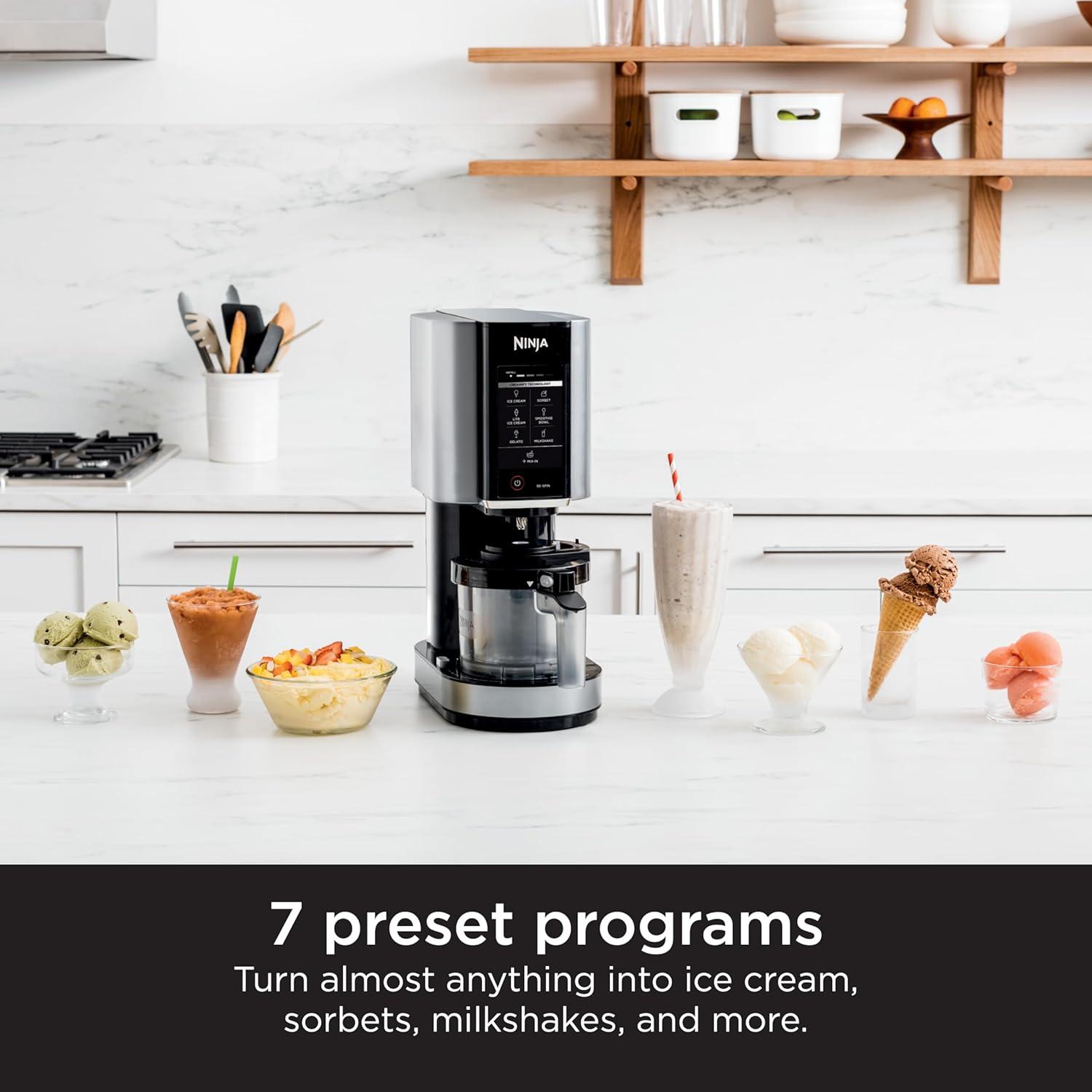 imageNinja CREAMi Ice Cream Maker for Gelato Mixins Milkshakes Sorbet Smoothie Bowls 7 OneTouch Programs with 2 Pint Containers ampamp Lids Compact Size Perfect for Kids Blueberry Mint NC301MTBlueberry Mint