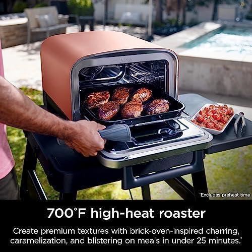 imageNinja OO101 Woodfire 8in1 Outdoor Oven Pizza Oven 700F BBQ Smoker Portable Electric Terracotta Red with XSKOPPL Pizza PeelXSKOCVR Cover  XSKOP2R Woodfire PelletsStarter Oven  Cover  Peel  Pellets