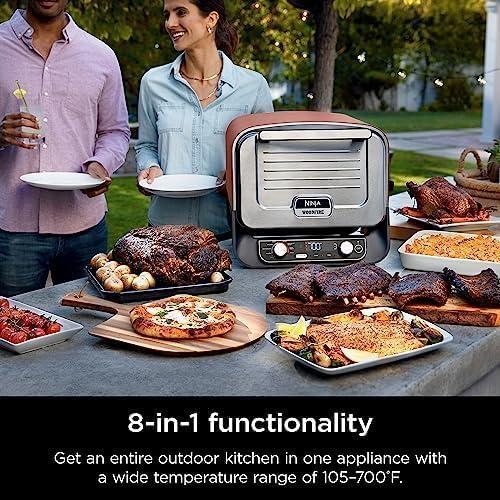 imageNinja OO101 Woodfire 8in1 Outdoor Oven Pizza Oven 700F BBQ Smoker Portable Electric Terracotta Red with XSKOPPL Pizza PeelXSKOCVR Cover  XSKOP2R Woodfire PelletsStarter Oven  Cover  Peel  Pellets