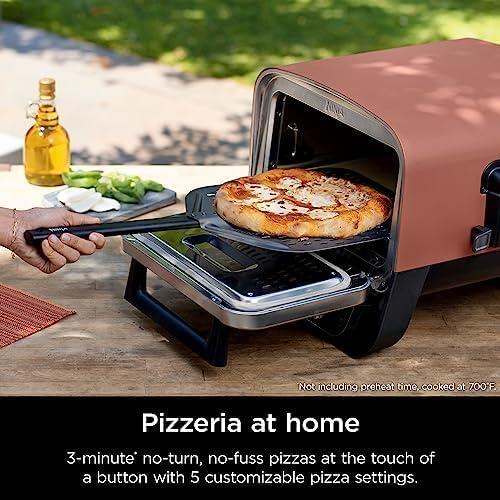 imageNinja OO101 Woodfire 8in1 Outdoor Oven Pizza Oven 700F BBQ Smoker Portable Electric Terracotta Red with XSKOPPL Pizza PeelXSKOCVR Cover  XSKOP2R Woodfire PelletsStarter Oven  Cover  Peel  Pellets