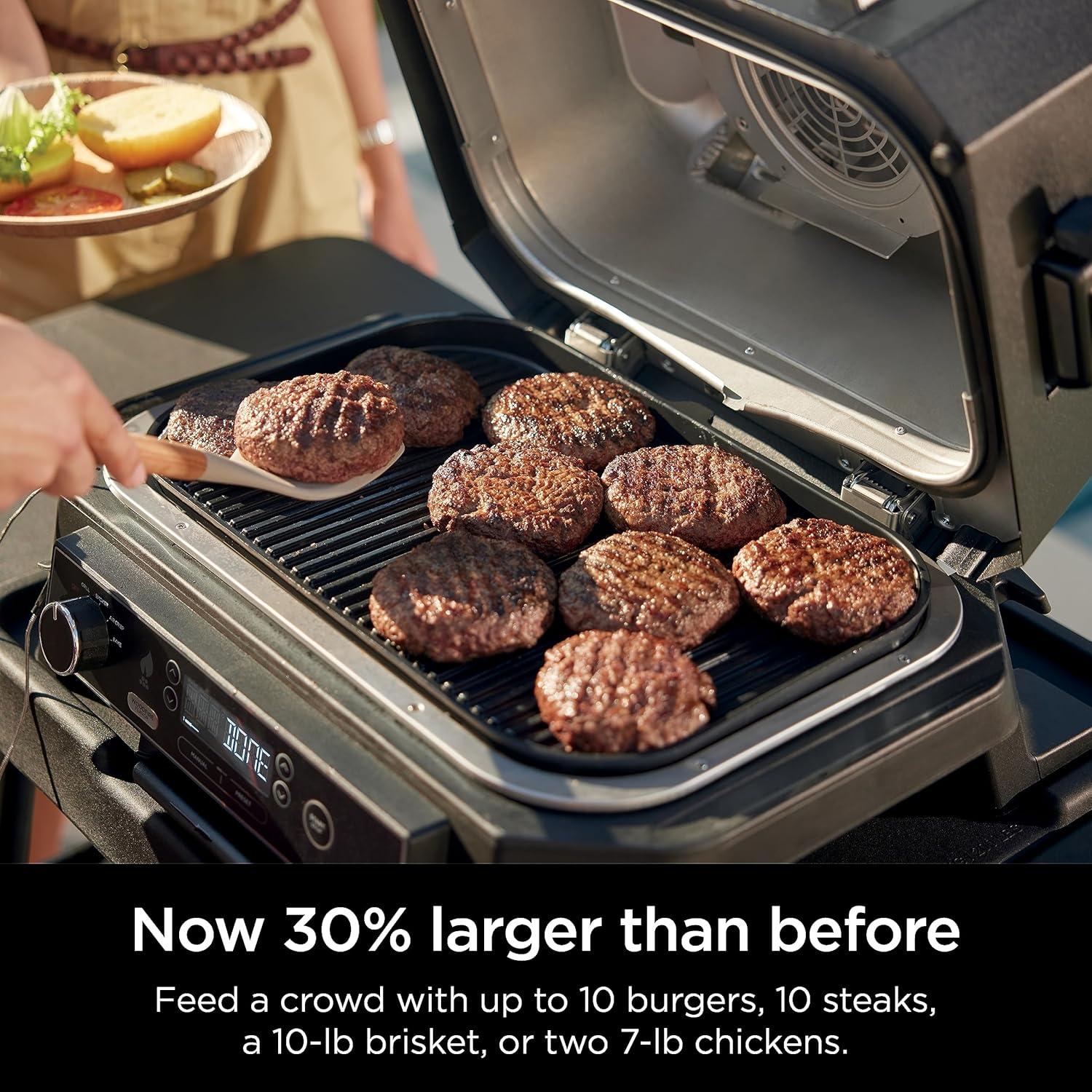 imageNinja Woodfire ProXL Outdoor Grill ampamp Smoker Thermometer 4in1 Master Grill BBQ Smoker Outdoor Air Fryer Bake Portable Electric Grill Renewed Dark Grey